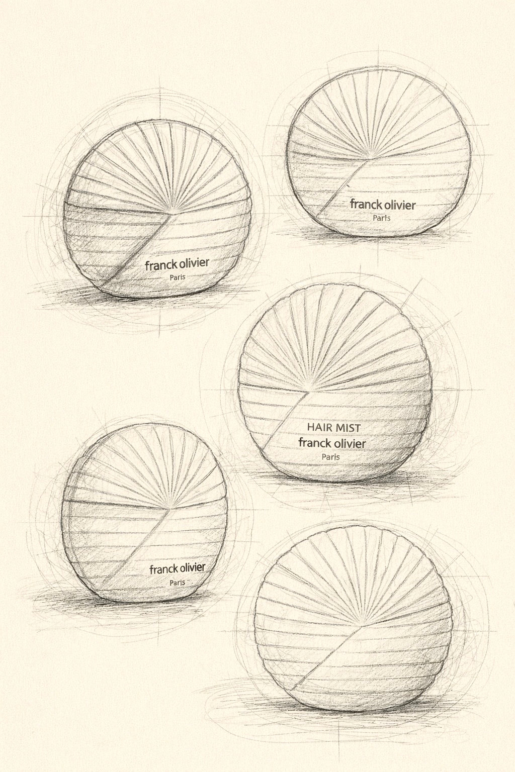 Boceto a lápiz de los frascos Coquillage